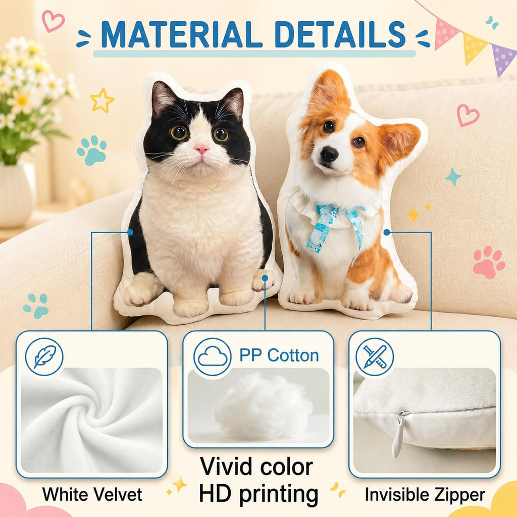 Custom Pet Pillow Personalized Dog and Cat Photo Pillow
