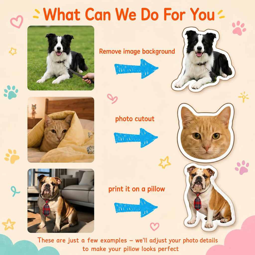 Custom Pet Pillow Personalized Dog and Cat Photo Pillow
