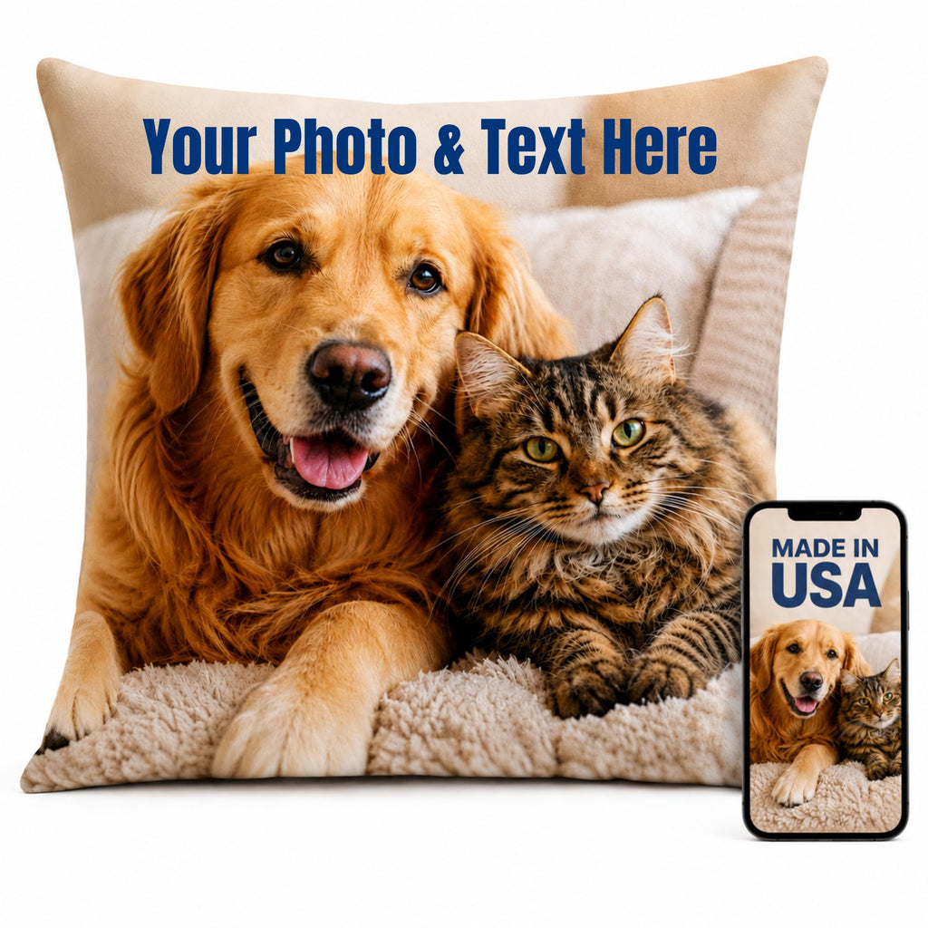 Custom Pet Pillow Personalized Dog and Cat Photo Throw Pillow 18x18