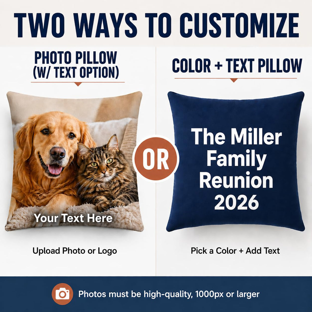 Custom Pet Pillow Personalized Dog and Cat Photo Throw Pillow 18x18