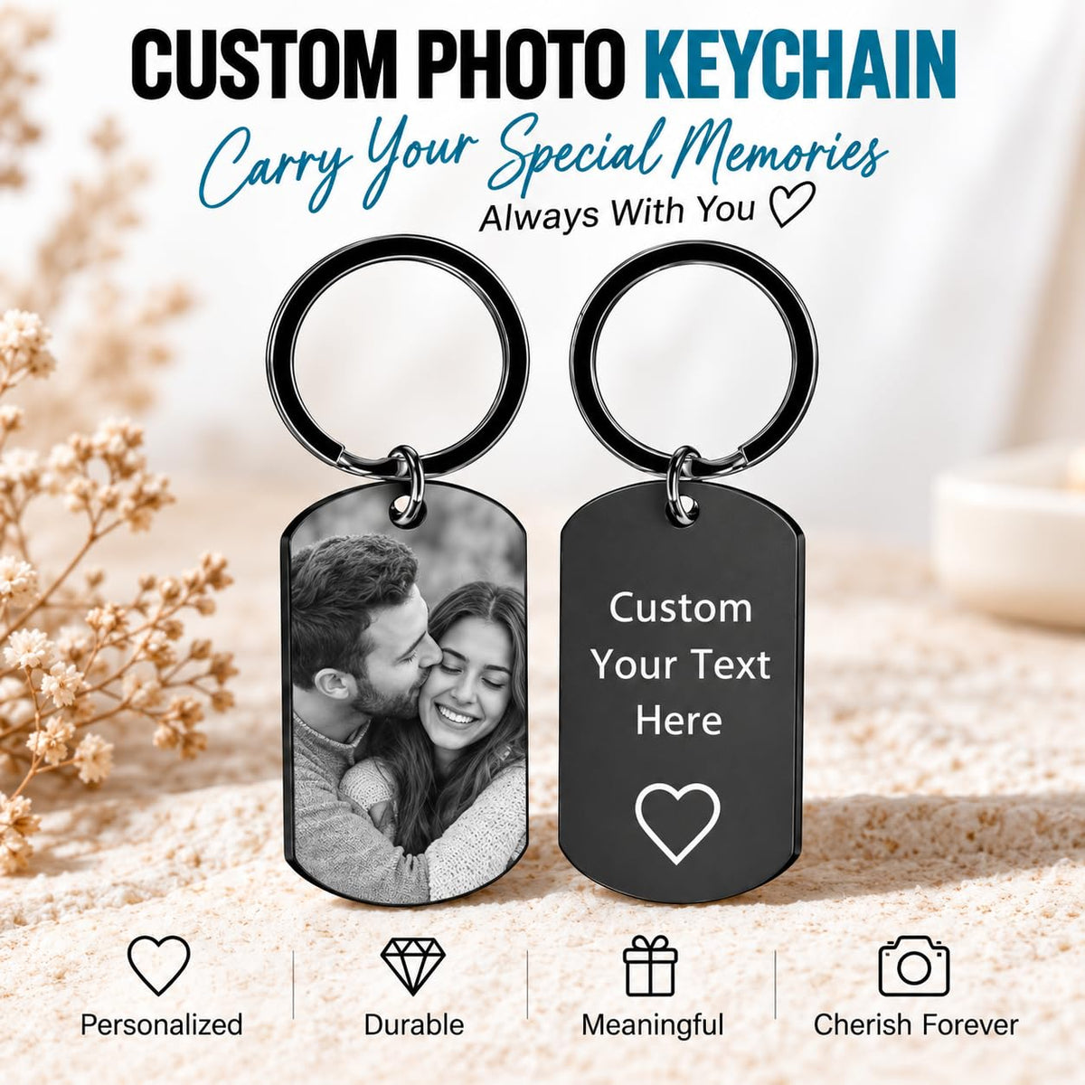 Custom Photo Keychain Personalized Double Sided Picture Keychain