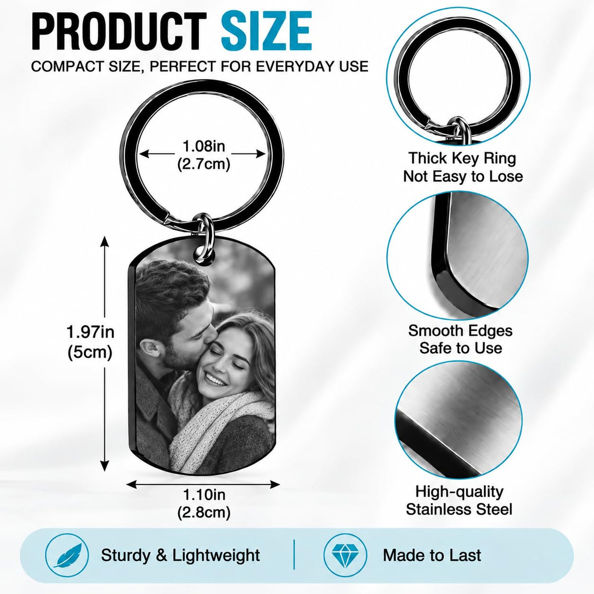 Custom Photo Keychain Personalized Double Sided Picture Keychain