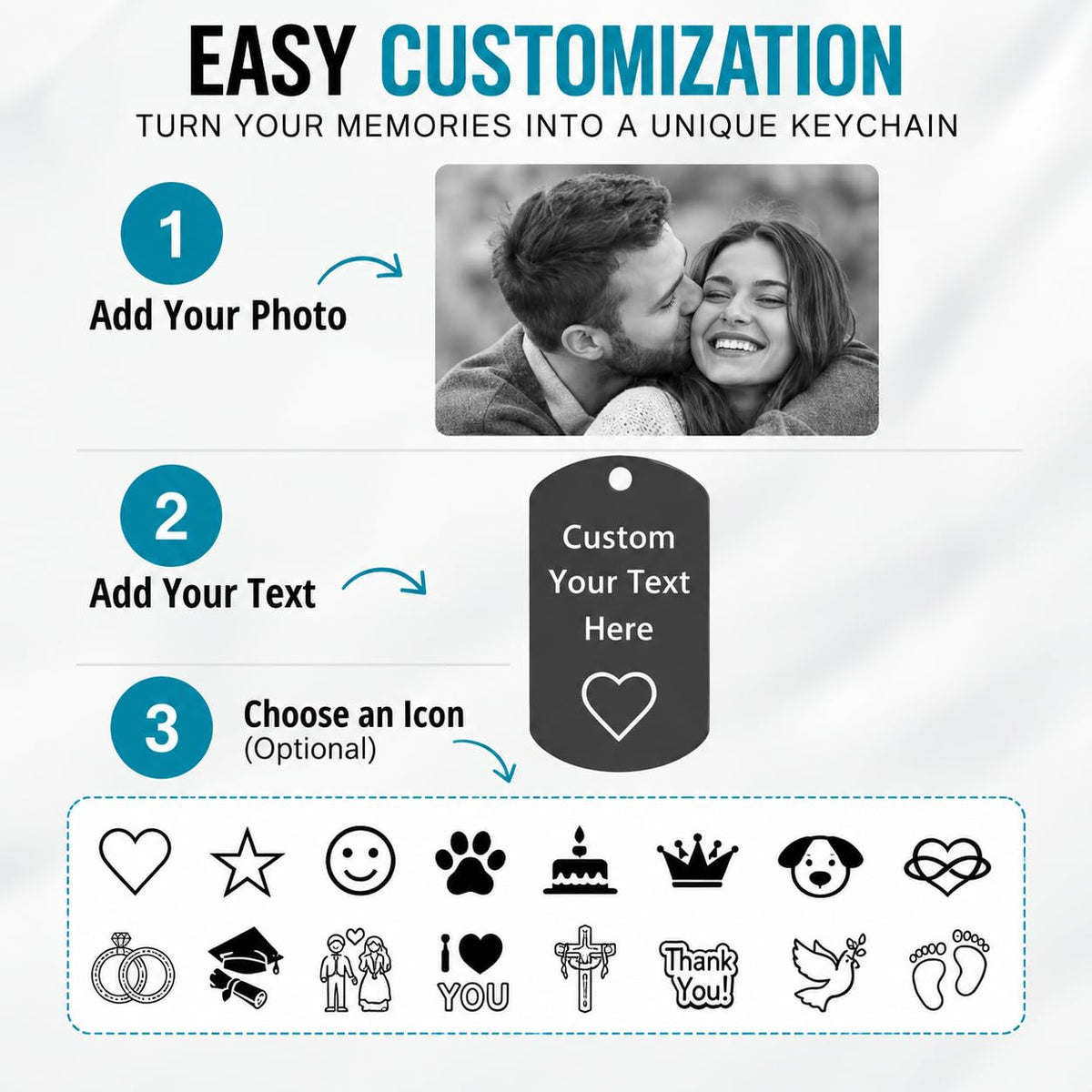 Custom Photo Keychain Personalized Double Sided Picture Keychain