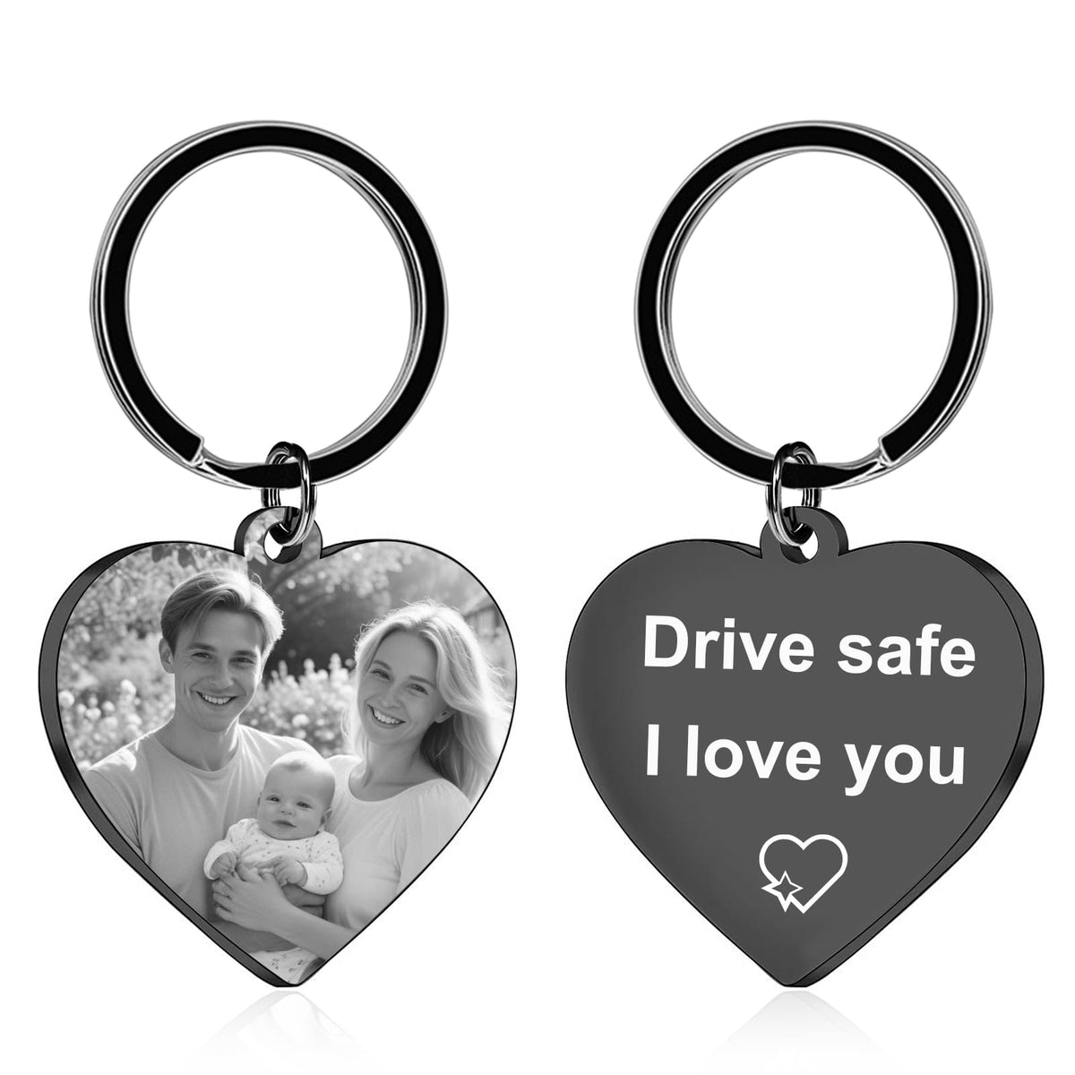 Custom Photo Keychain Personalized Double Sided Engraved Picture Key Ring