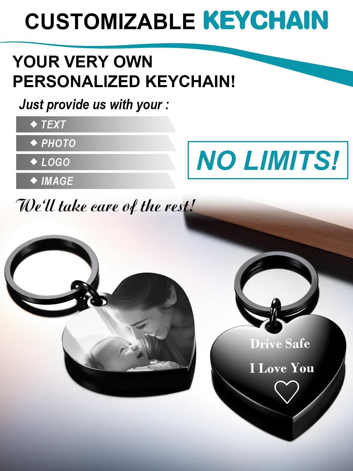 Custom Photo Keychain Personalized Double Sided Engraved Picture Key Ring
